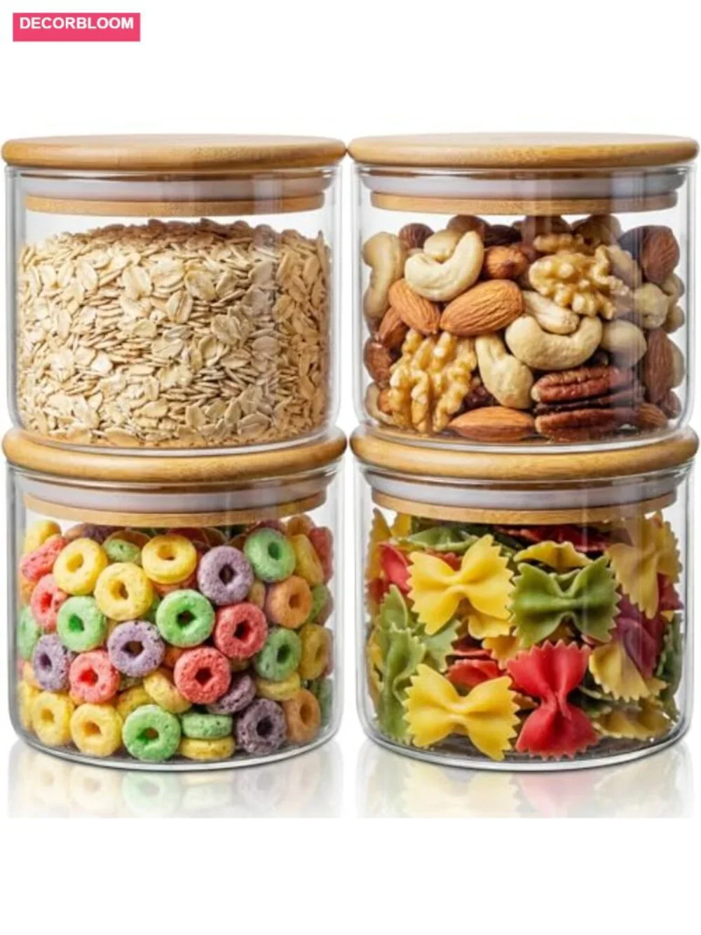 4 Pack 17oz Glass Jars with Bamboo Lids, Airtight Food Storage Containers